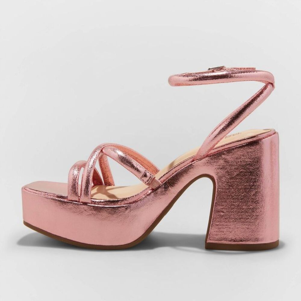 Wild Fable - Women's Astro Strappy Platform Heels with Memory F Pink - Picture 2 of 4